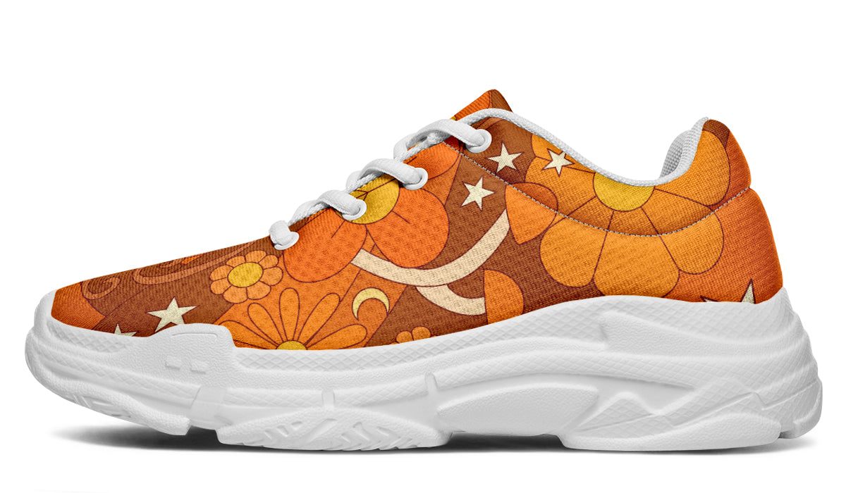 Molly's Orange Retro Daisies Chunky Sneakers