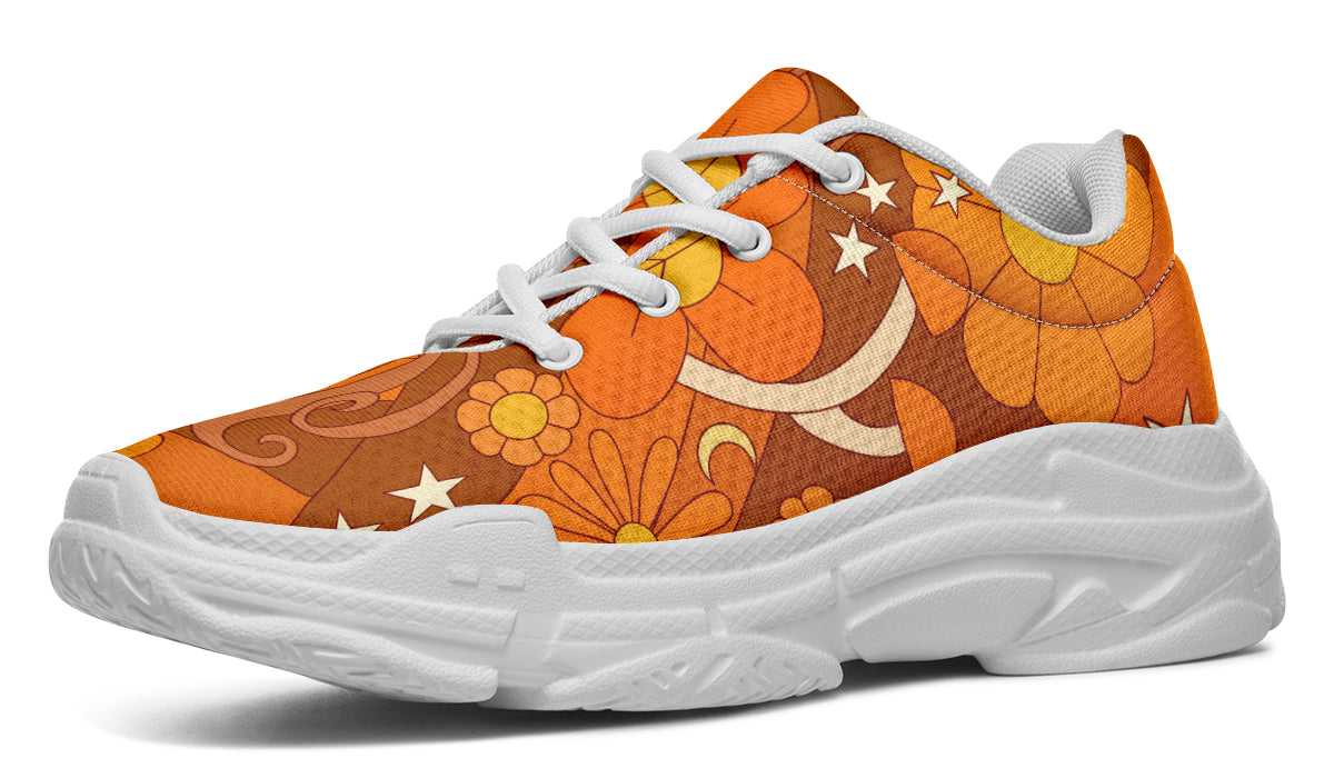 Molly's Orange Retro Daisies Chunky Sneakers