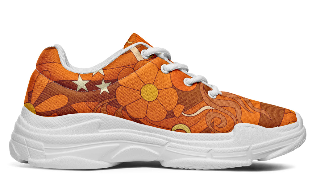 Molly's Orange Retro Daisies Chunky Sneakers