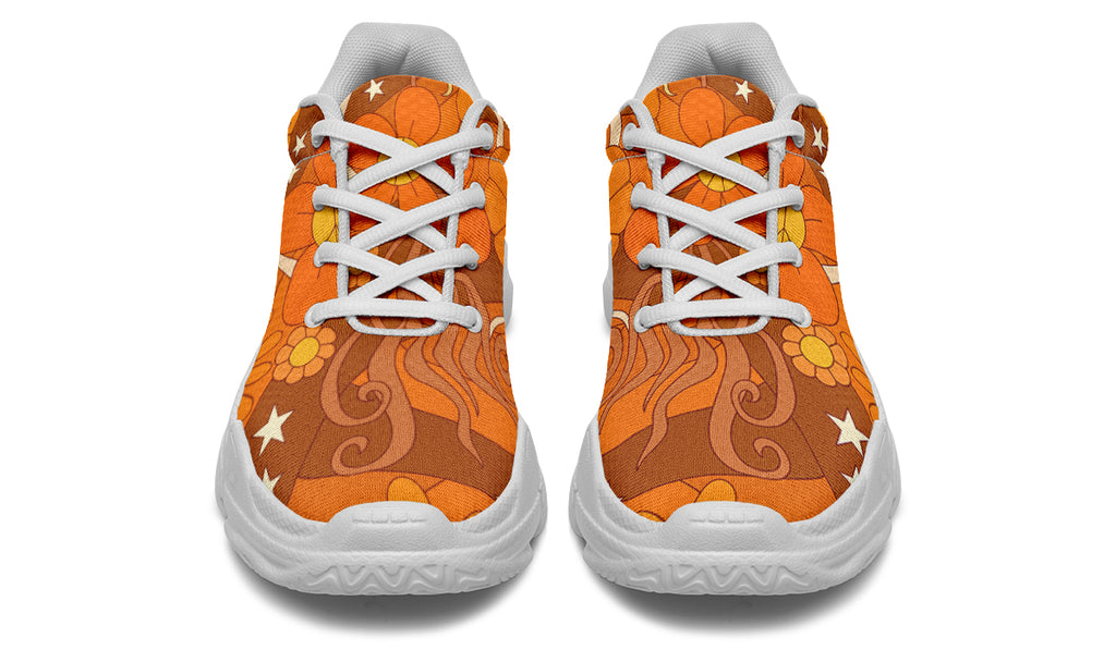 Molly's Orange Retro Daisies Chunky Sneakers