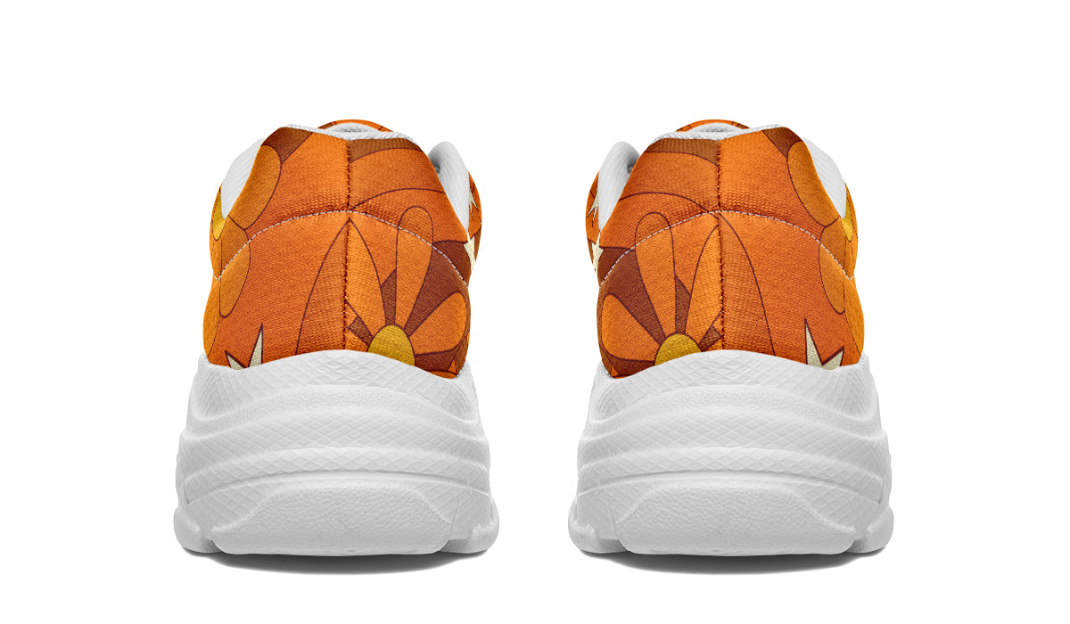Molly's Orange Retro Daisies Chunky Sneakers