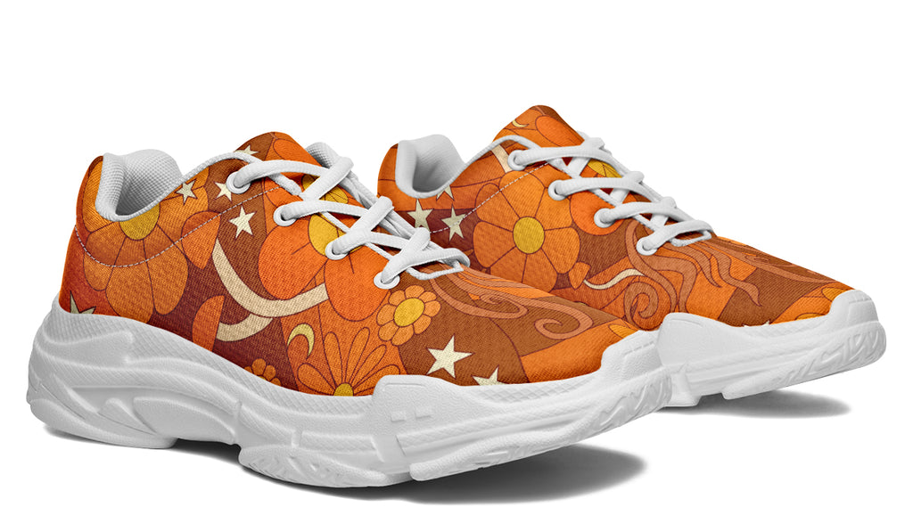 Molly's Orange Retro Daisies Chunky Sneakers