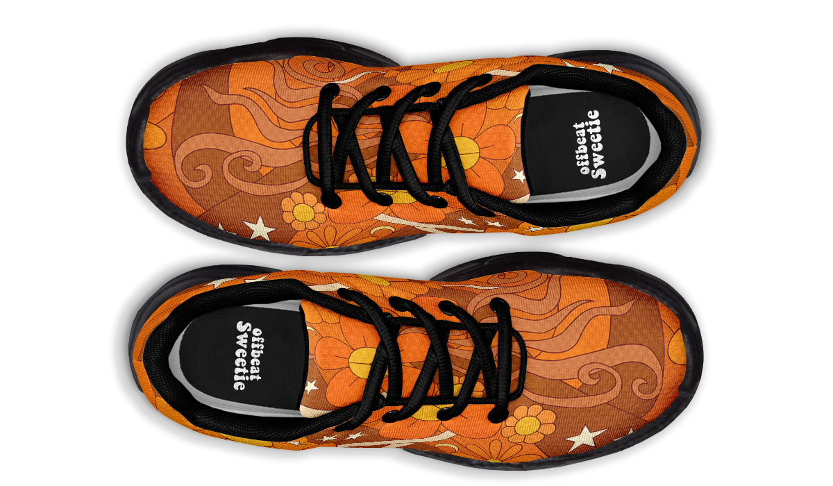 Molly's Orange Retro Daisies Chunky Sneakers