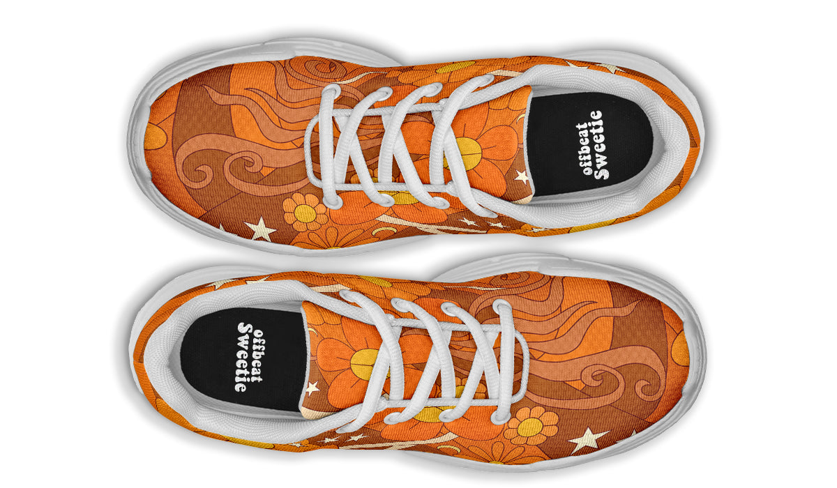 Molly's Orange Retro Daisies Chunky Sneakers