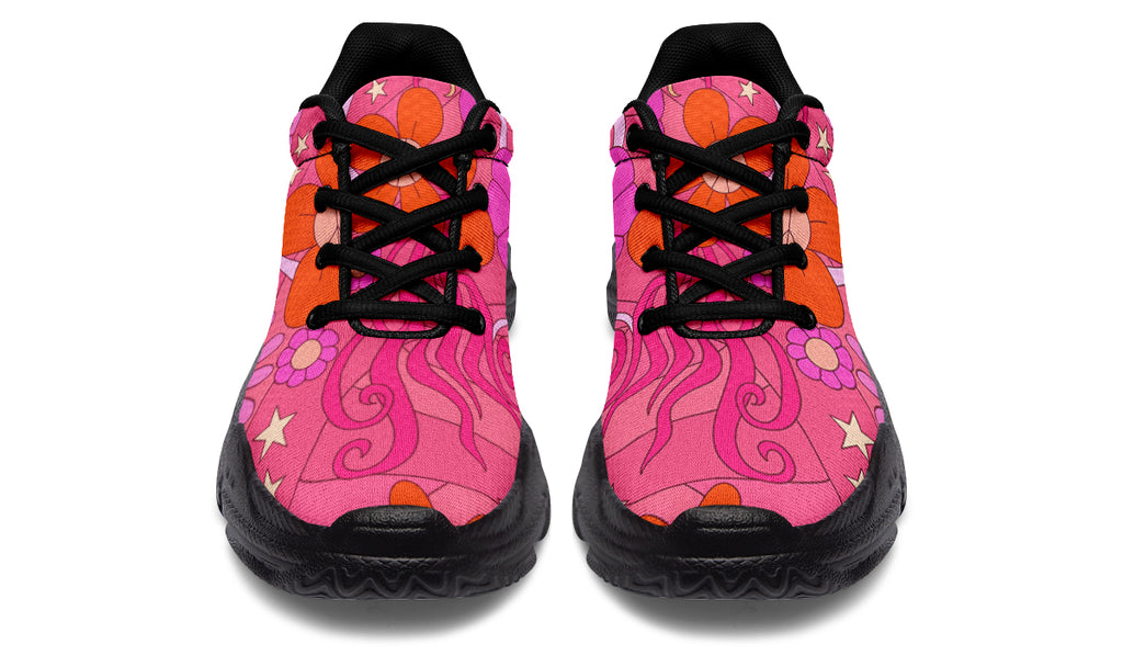 Mollys Pink Retro Daisies Chunky Sneakers