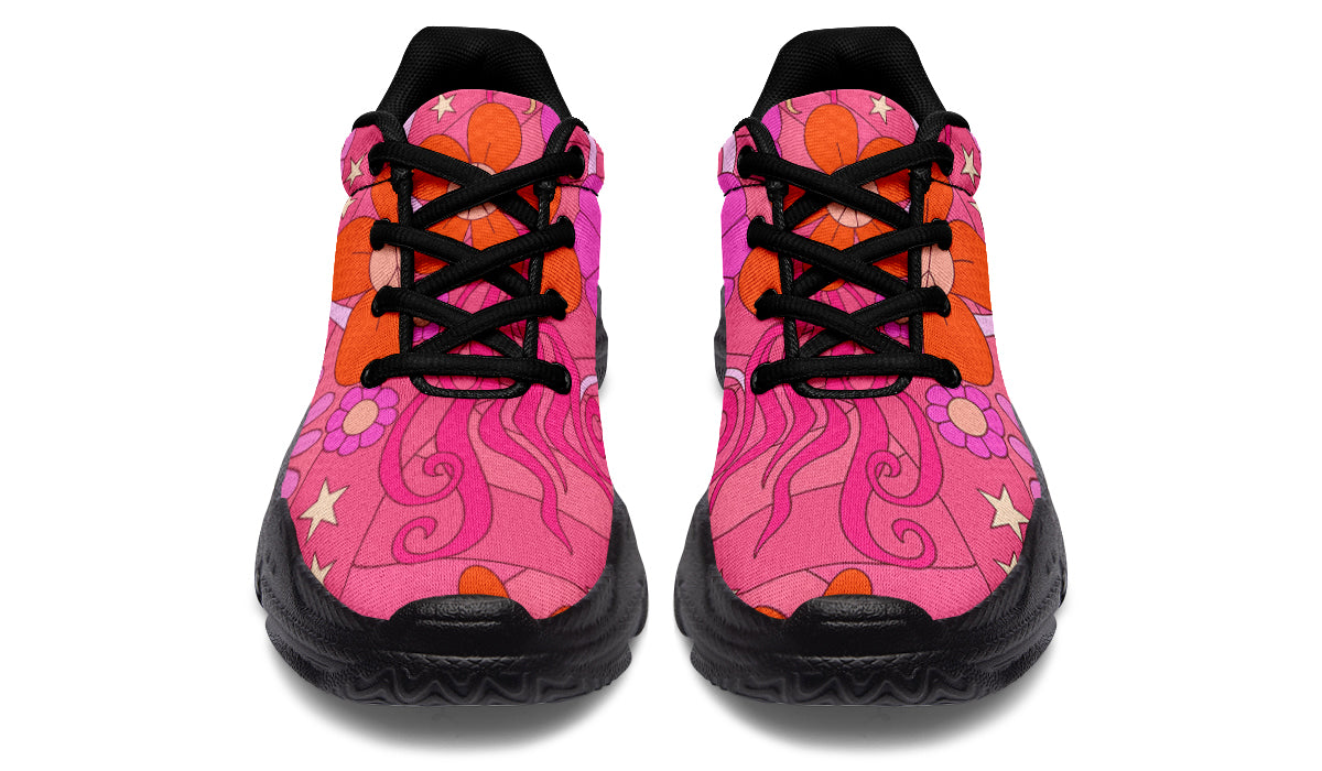 Mollys Pink Retro Daisies Chunky Sneakers