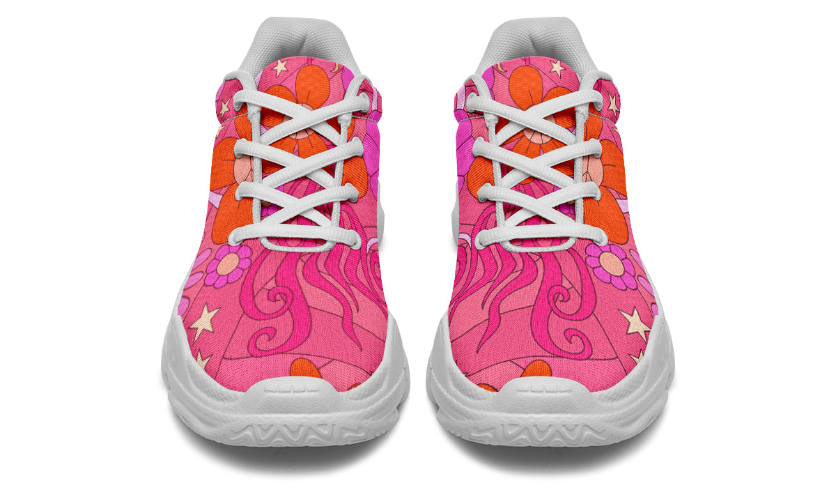 Mollys Pink Retro Daisies Chunky Sneakers