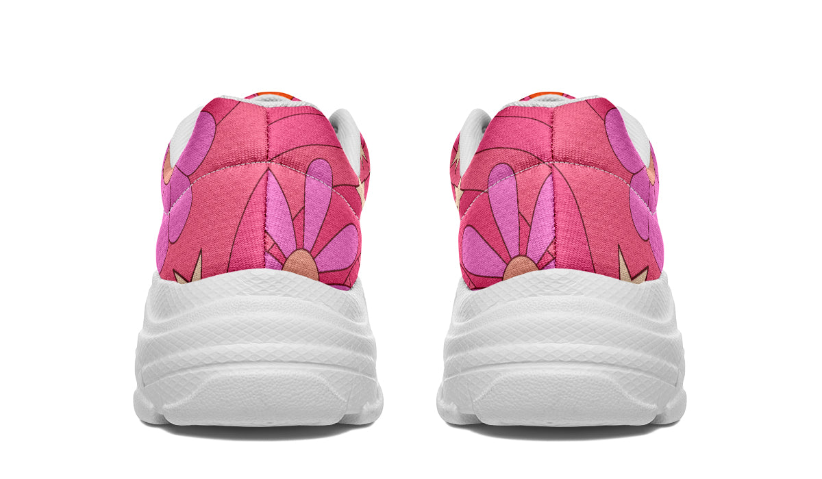 Mollys Pink Retro Daisies Chunky Sneakers