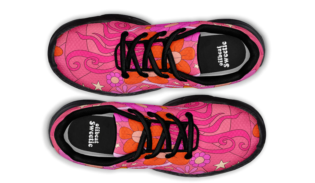 Mollys Pink Retro Daisies Chunky Sneakers