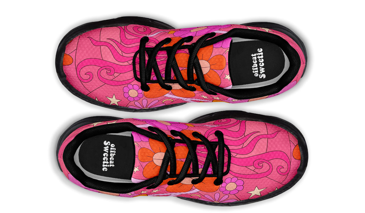 Mollys Pink Retro Daisies Chunky Sneakers
