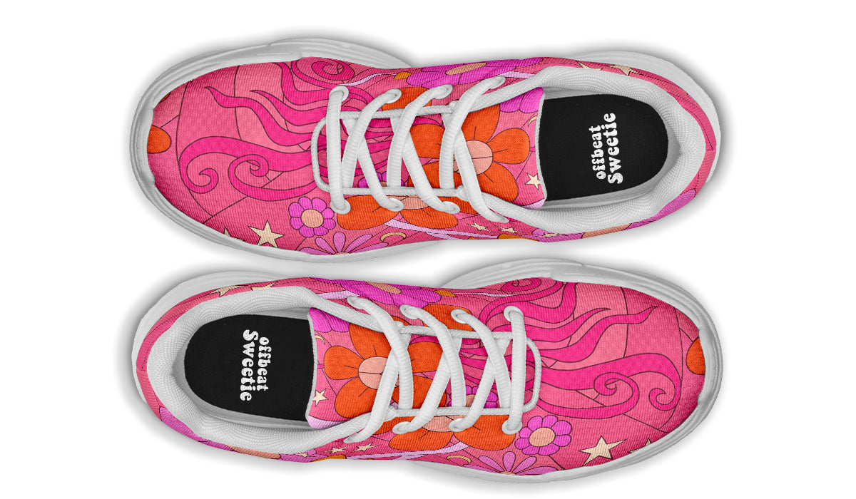 Mollys Pink Retro Daisies Chunky Sneakers
