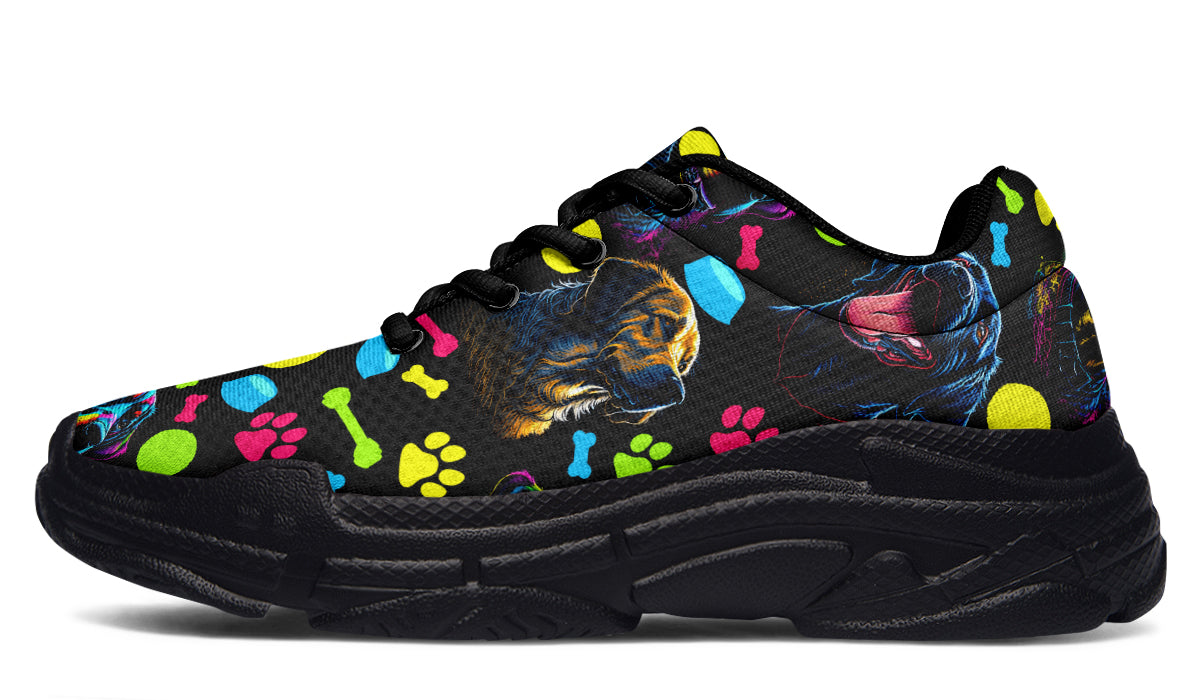 Neon Dogs Chunky Sneakers - Offbeat Sweetie
