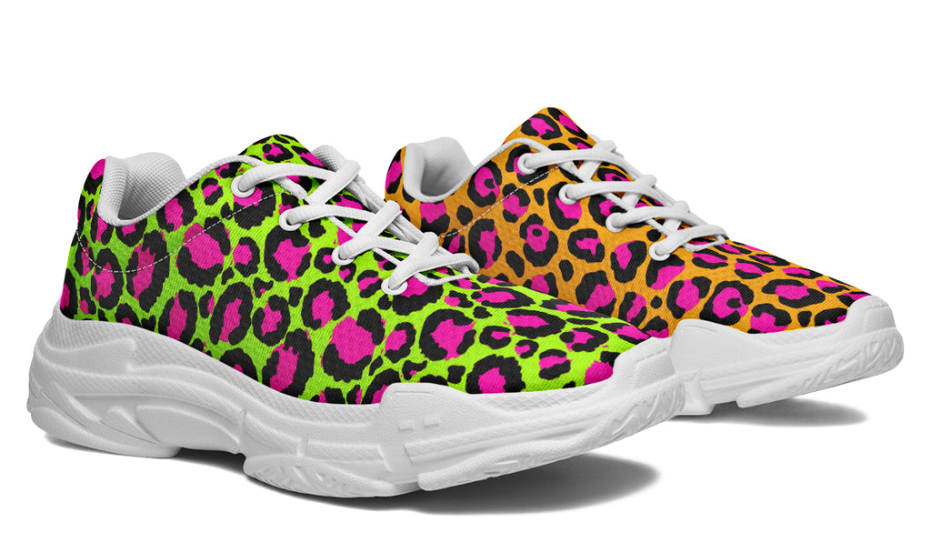 Neon Leopard x Neon Safari Mismatch Chunky Sneakers