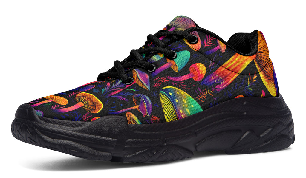 Neon Mushrooms Chunky Sneakers - Offbeat Sweetie