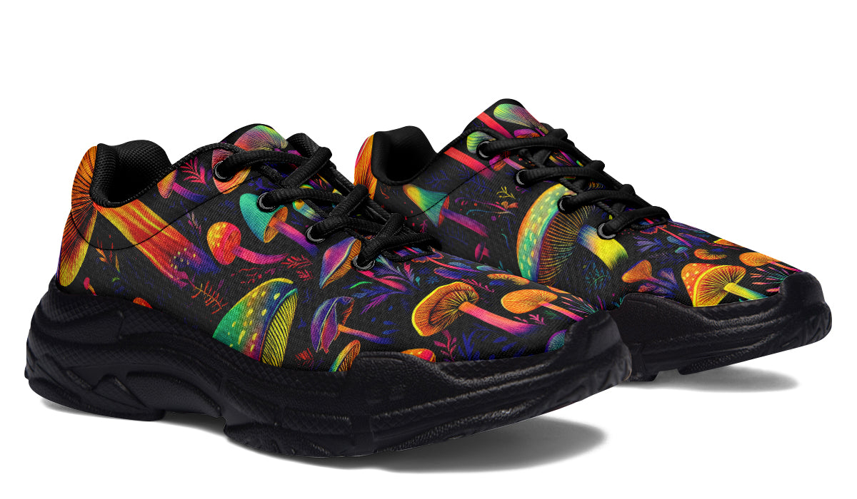 Neon Mushrooms Chunky Sneakers - Offbeat Sweetie