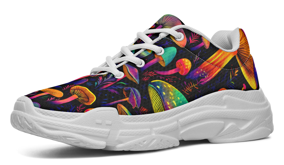 Neon Mushrooms Chunky Sneakers - Offbeat Sweetie