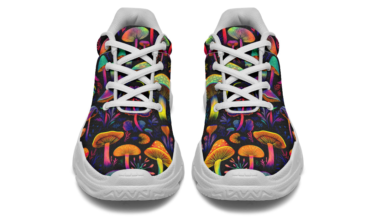 Neon Mushrooms Chunky Sneakers - Offbeat Sweetie