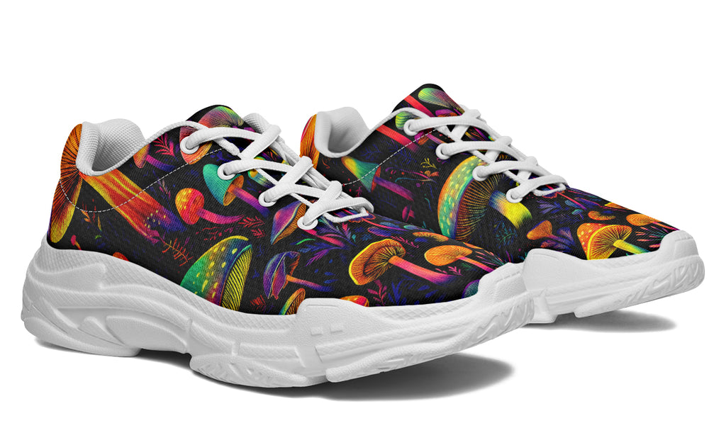 Neon Mushrooms Chunky Sneakers - Offbeat Sweetie