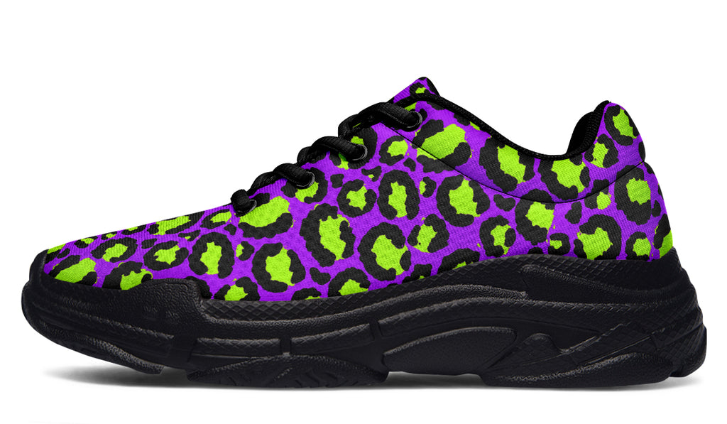 Neon Safari x Zombie Leopard Mismatch Chunky Sneakers