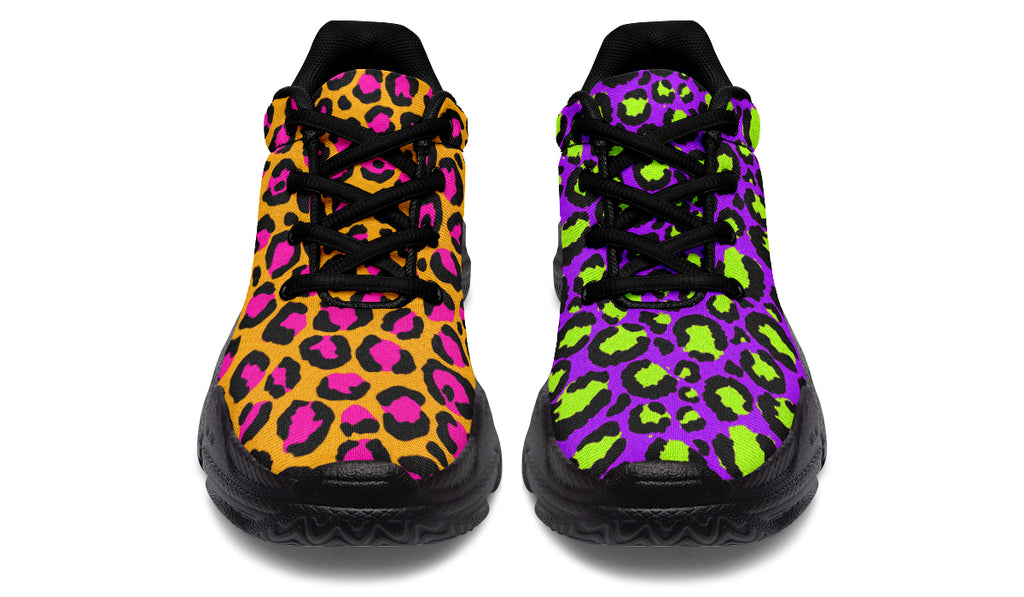 Neon Safari x Zombie Leopard Mismatch Chunky Sneakers