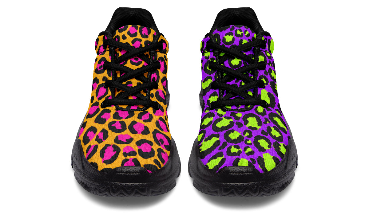 Neon Safari x Zombie Leopard Mismatch Chunky Sneakers