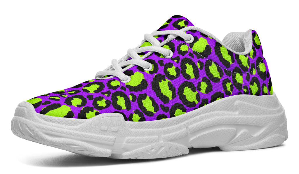 Neon Safari x Zombie Leopard Mismatch Chunky Sneakers