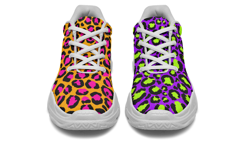 Neon Safari x Zombie Leopard Mismatch Chunky Sneakers