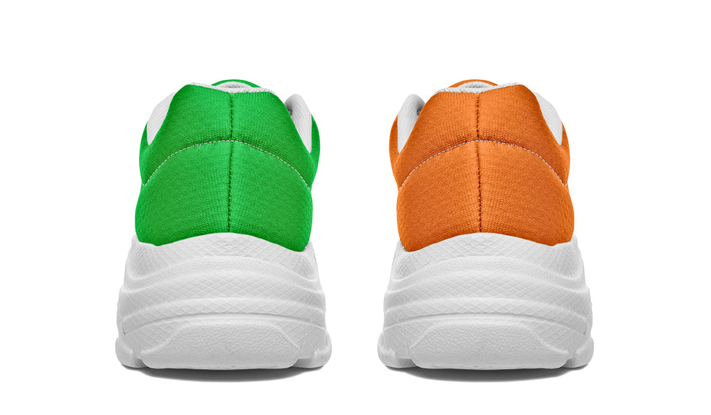 Orange and Green Mismatch Chunky Sneakers - Offbeat Sweetie