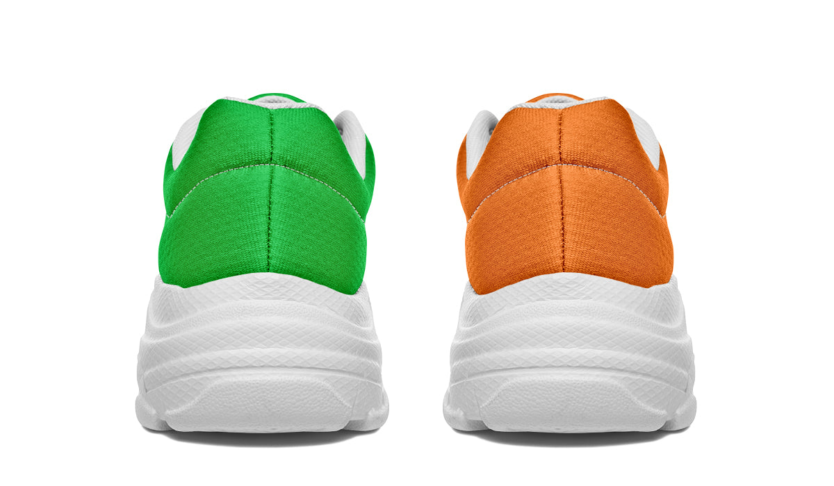 Orange and Green Mismatch Chunky Sneakers - Offbeat Sweetie