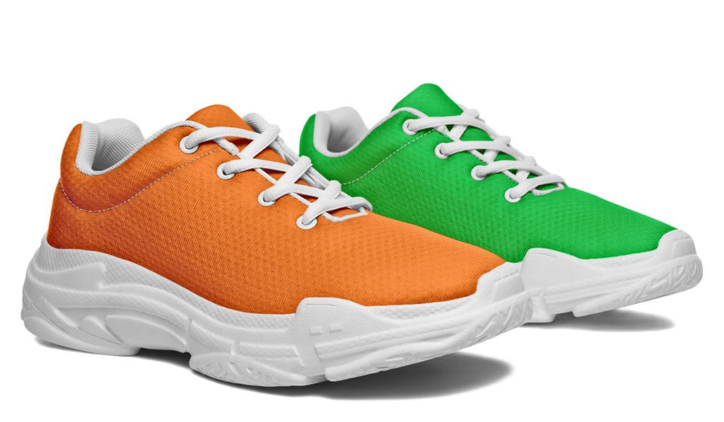 Orange and Green Mismatch Chunky Sneakers - Offbeat Sweetie