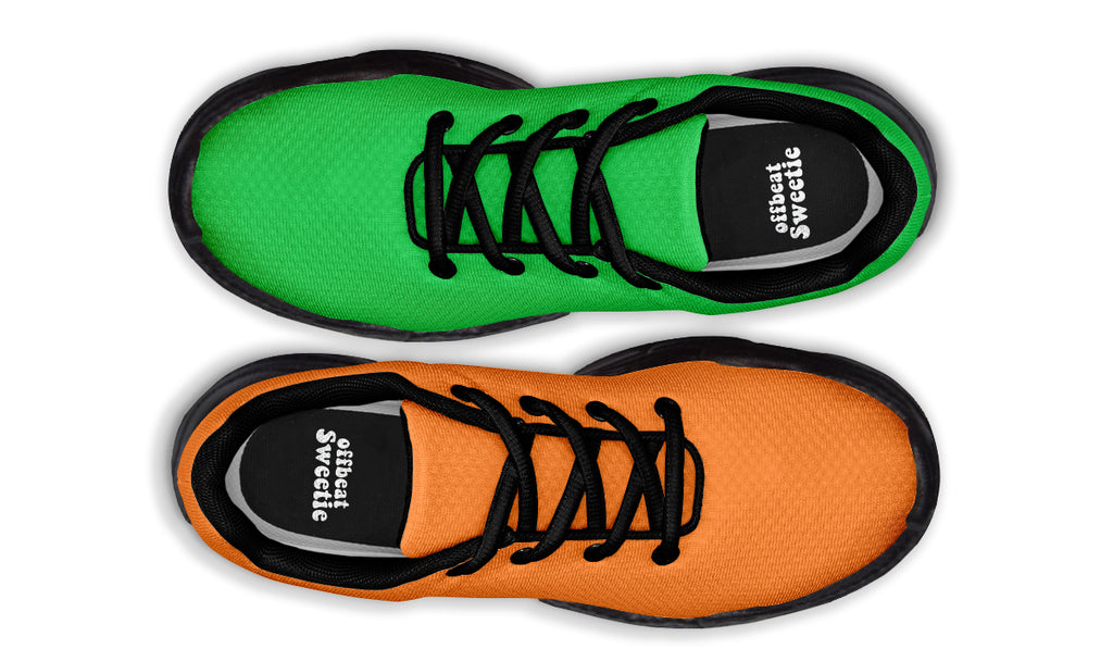 Orange and Green Mismatch Chunky Sneakers - Offbeat Sweetie