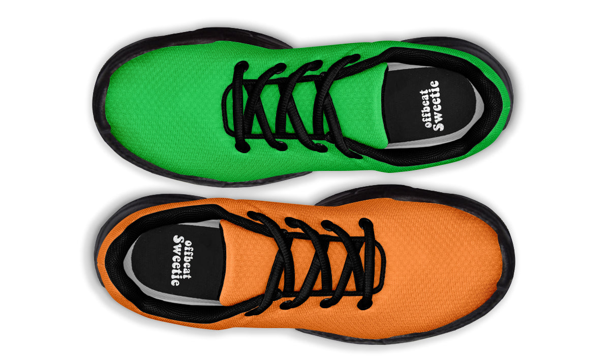 Orange and Green Mismatch Chunky Sneakers - Offbeat Sweetie