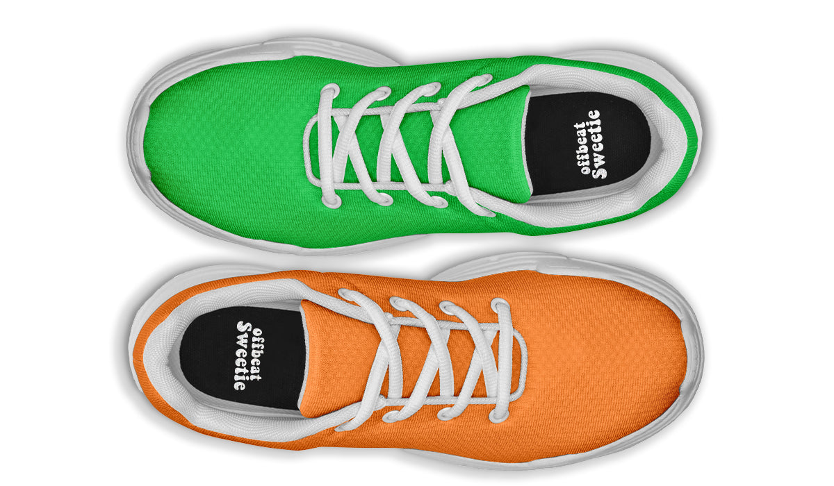 Orange and Green Mismatch Chunky Sneakers - Offbeat Sweetie