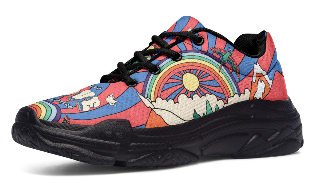 Peace And Love Chunky Sneakers - Offbeat Sweetie