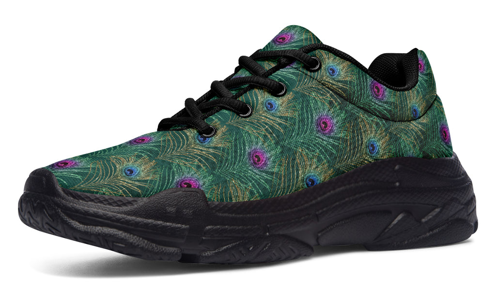 Peacock Feathers Chunky Sneakers - Offbeat Sweetie