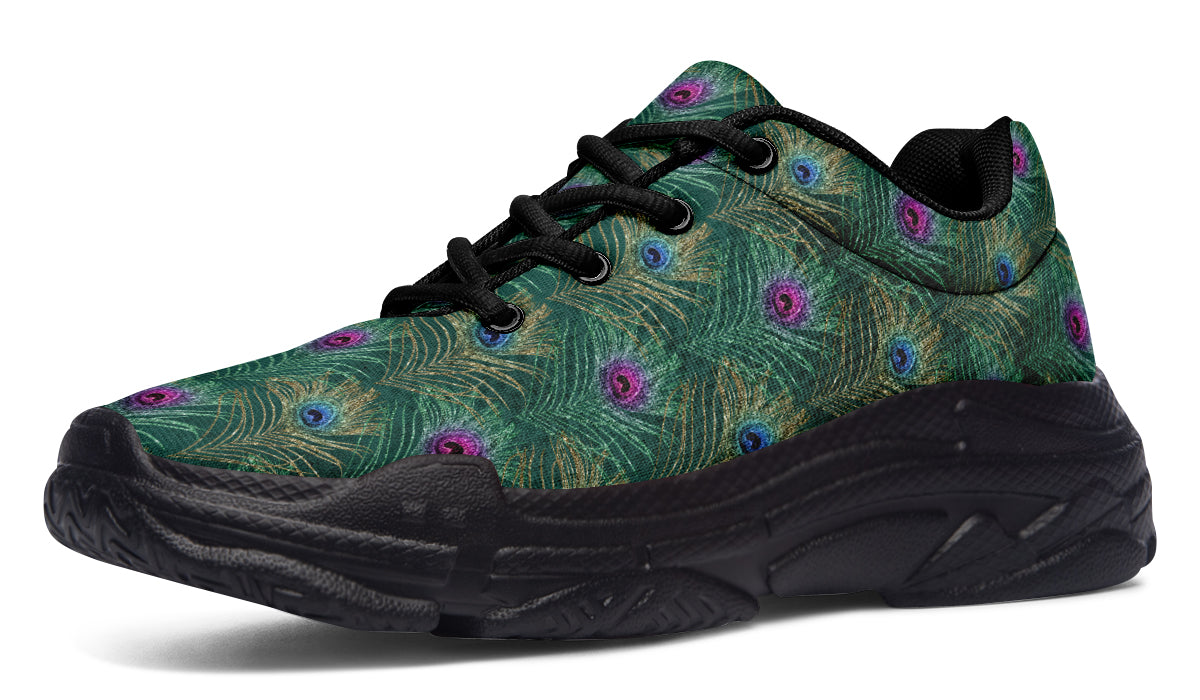 Peacock Feathers Chunky Sneakers - Offbeat Sweetie