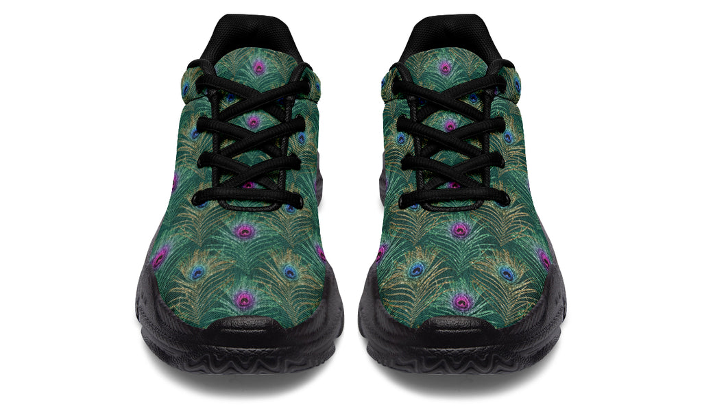 Peacock Feathers Chunky Sneakers - Offbeat Sweetie