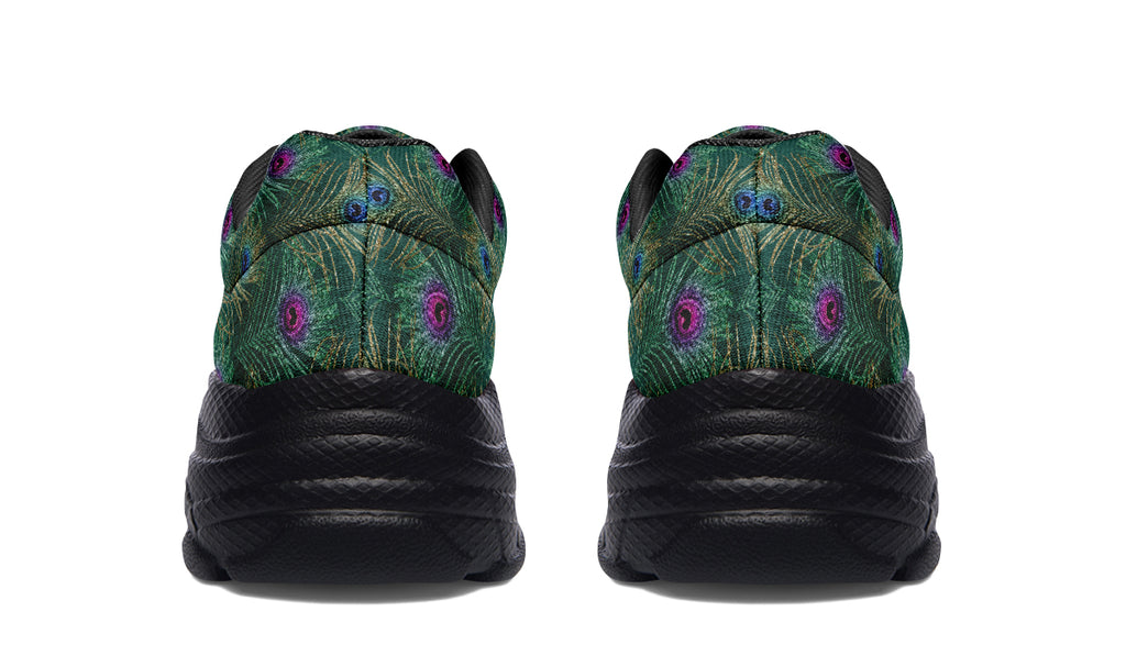 Peacock Feathers Chunky Sneakers - Offbeat Sweetie
