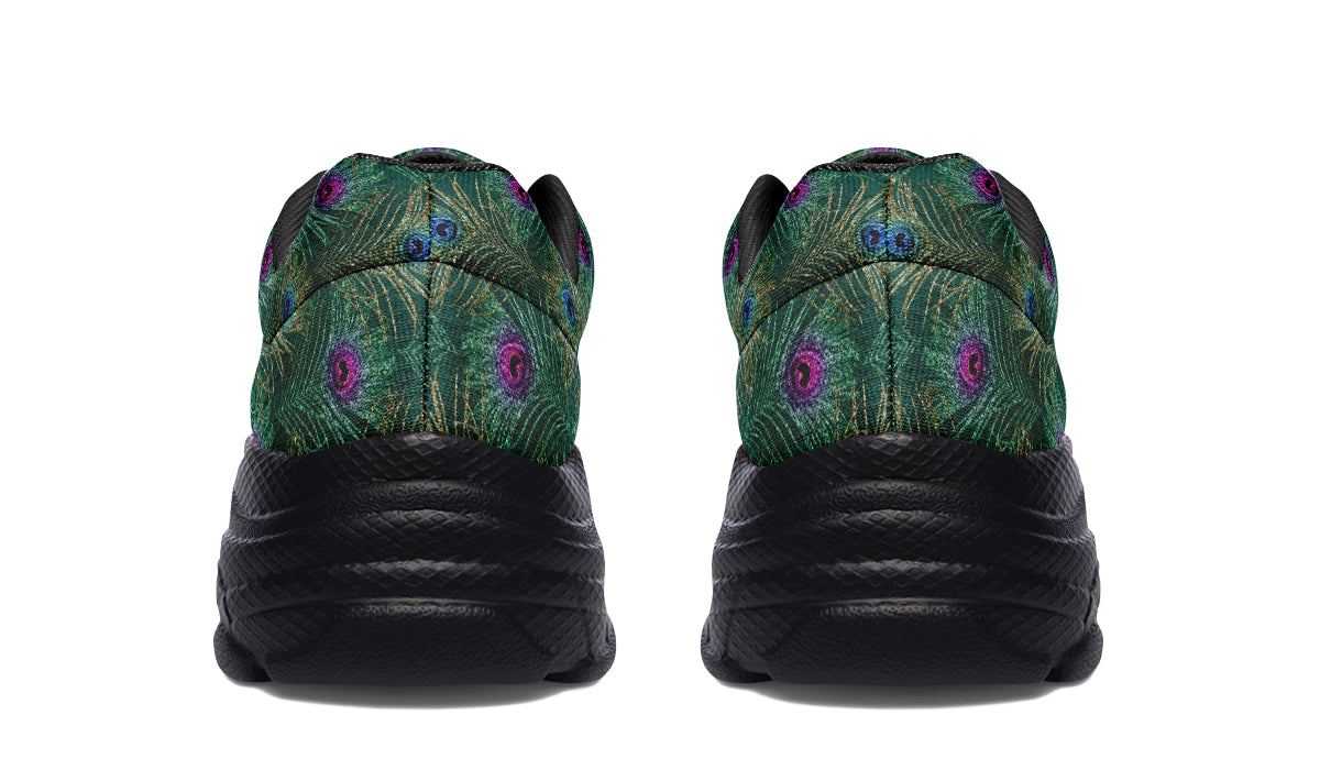 Peacock Feathers Chunky Sneakers - Offbeat Sweetie