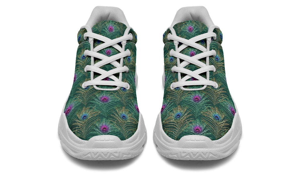 Peacock Feathers Chunky Sneakers - Offbeat Sweetie