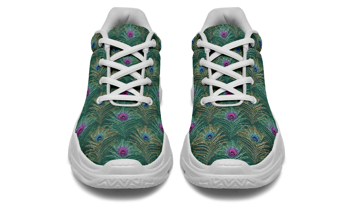 Peacock Feathers Chunky Sneakers - Offbeat Sweetie