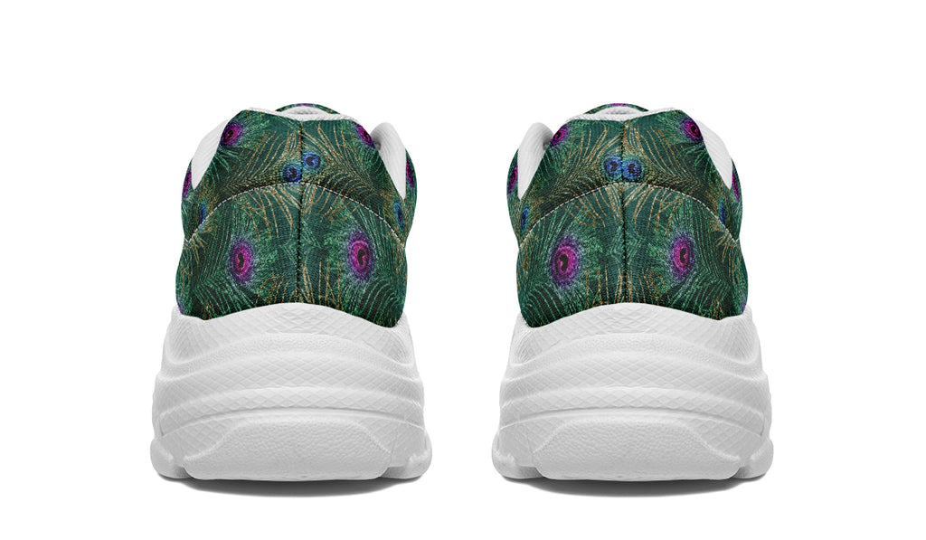 Peacock Feathers Chunky Sneakers - Offbeat Sweetie