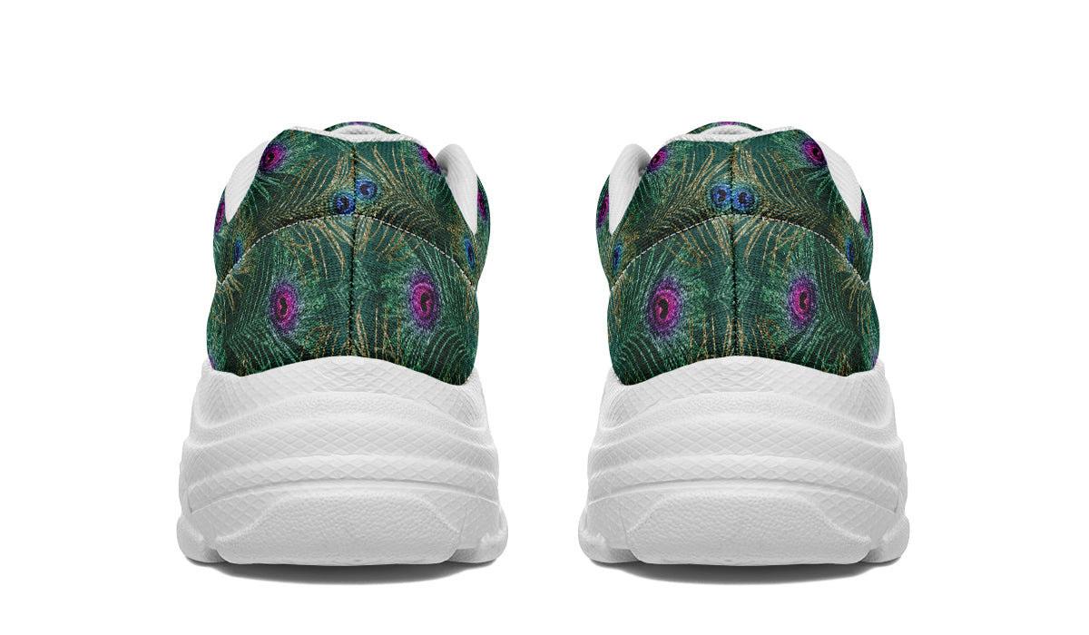 Peacock Feathers Chunky Sneakers - Offbeat Sweetie