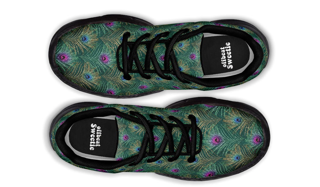 Peacock Feathers Chunky Sneakers - Offbeat Sweetie