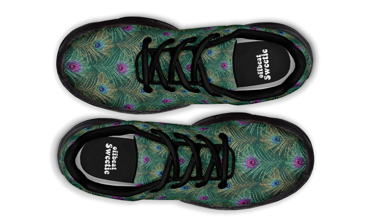 Peacock Feathers Chunky Sneakers - Offbeat Sweetie