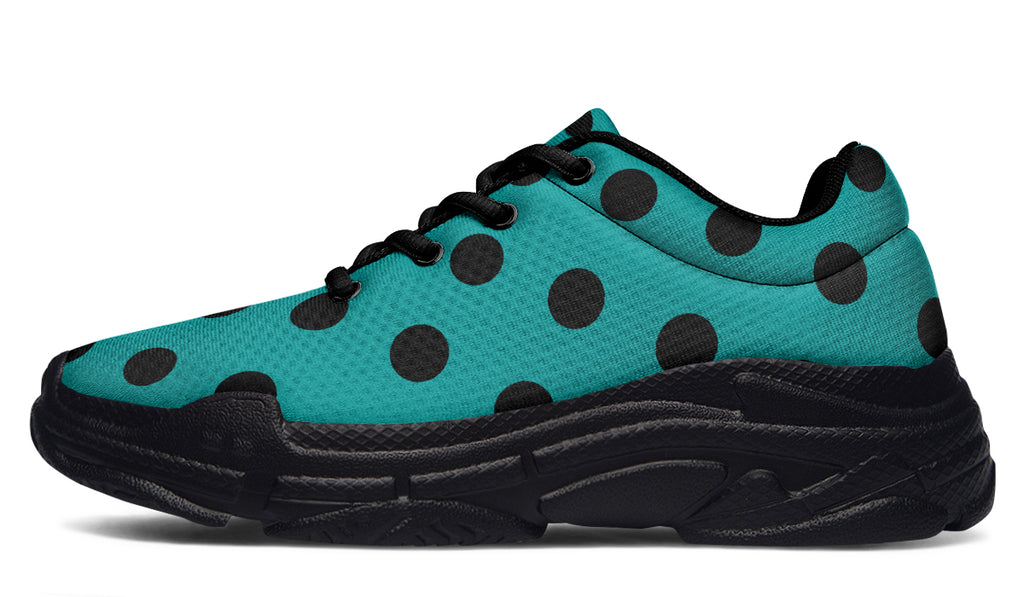 Penny Royal Teal Polka Dot Chunky Sneakers