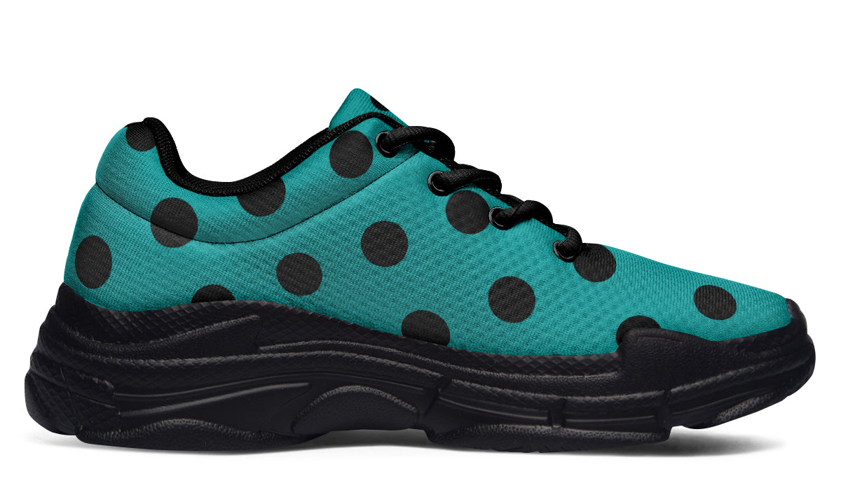 Penny Royal Teal Polka Dot Chunky Sneakers