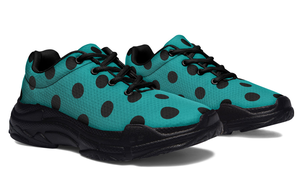 Penny Royal Teal Polka Dot Chunky Sneakers