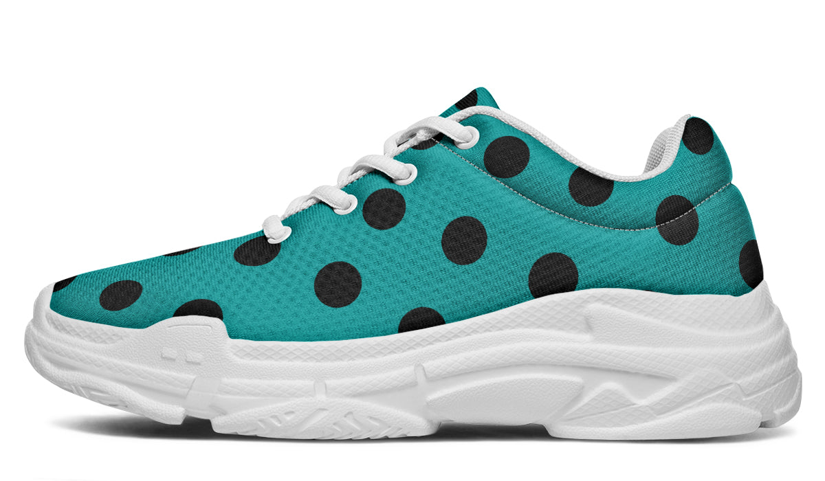 Penny Royal Teal Polka Dot Chunky Sneakers