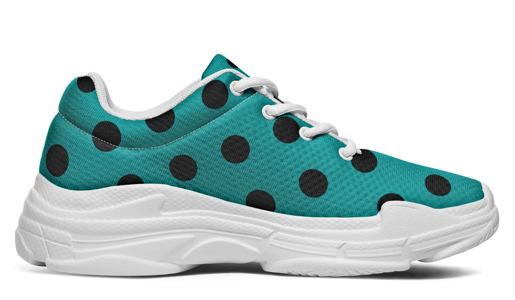 Penny Royal Teal Polka Dot Chunky Sneakers